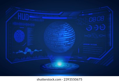 world binary circuit board future technology, blue hud cyber security concept background
