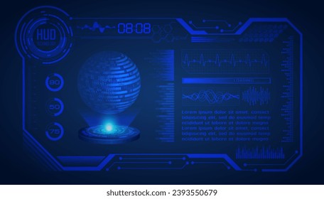 world binary circuit board future technology, blue hud cyber security concept background