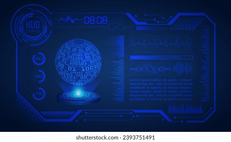 world binary circuit board future technology, blue hud cyber security concept background