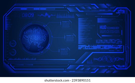 world binary circuit board future technology, blue hud cyber security concept background