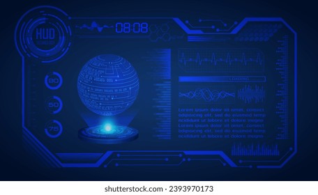 world binary circuit board future technology, blue hud cyber security concept background