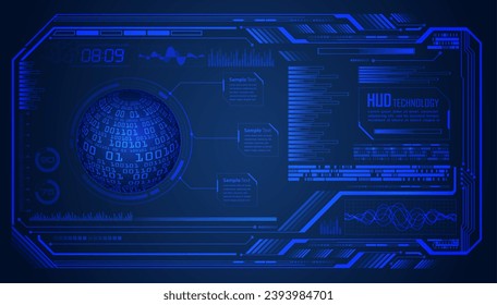 world binary circuit board future technology, blue hud cyber security concept background
