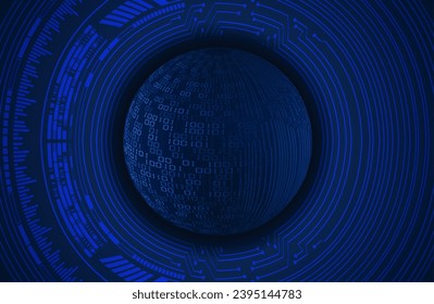 world binary circuit board future technology, blue hud cyber security concept background