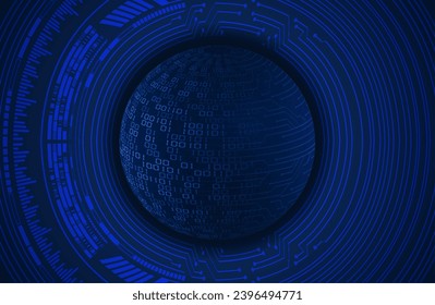 world binary circuit board future technology, blue hud cyber security concept background
