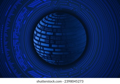 world binary circuit board future technology, blue hud cyber security concept background