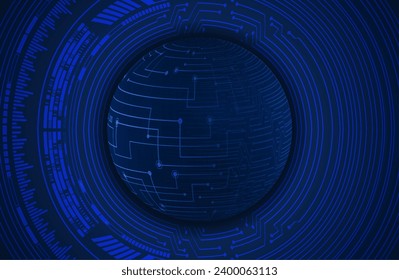 world binary circuit board future technology, blue hud cyber security concept background