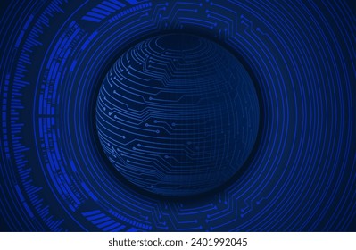 world binary circuit board future technology, blue hud cyber security concept background