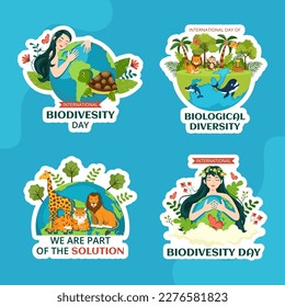 World Biodiversity Day Label Flat Cartoon Hand Drawn Templates Background Illustration