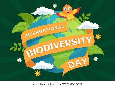 World Biodiversity Day on May 22 Illustration with Biological Diversity, Earth and Animal in Flat Cartoon Hand Drawn for Landing Page Templates