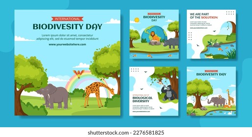 World Biodiversity Day Social Media Post Flat Cartoon Hand Drawn Templates Background Illustration