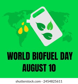 world biofuel day. august 10. cartoon illustration. world biodiesel day background