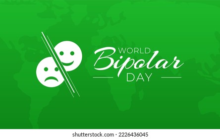 World Bipolar Day Background Illustration Banner with Sad and Happy Face