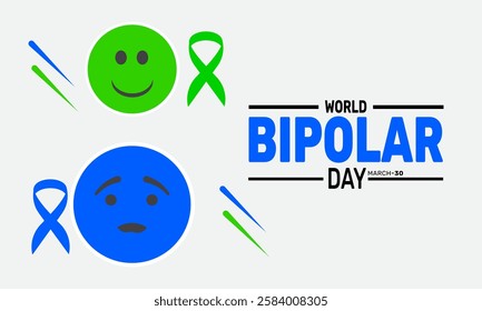 World bipolar day celebrated in March. This holiday-themed design is perfect for backgrounds, banners, greeting cards, posters with text inscription, Classic social media posts. vector