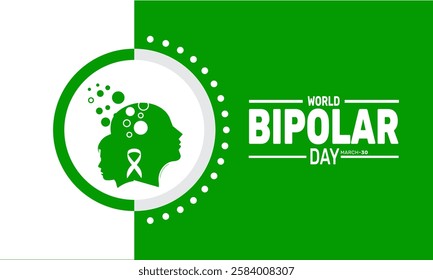 World bipolar day celebrated in March. This holiday-themed design is perfect for backgrounds, banners, greeting cards, posters with text inscription, Classic social media posts. vector