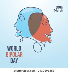 World Bipolar Day design template good for celebration usage. bipolar mental health design template. flat design. vector eps 10.