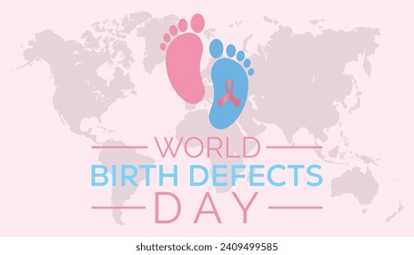 World Birth Defects Day is observed every year in March. Holiday, poster, card and background vector illustration design.