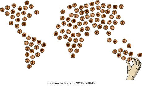 World bitcoin maps, holding bitcoin