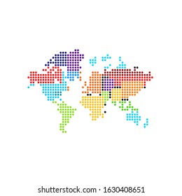 World Blank Map Vector . World Digital Map Template . Worldmap Worldwide . Black World Map . Colorful Map Of The World . Earth Digital Vector Template . Sphere Dots Globe Surface