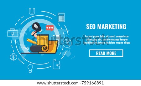 World blogging and media content making vector concept banner, digital advertising, public relations, PR agency concept, icon laptop page pencil speaker flat 3d illustration on blue background
