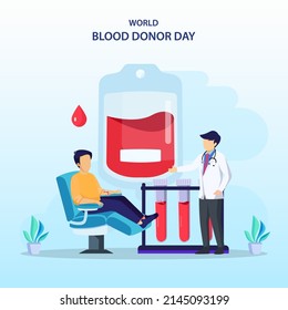 el concepto de día mundial de la sangre como ilustraciones planas vectoriales.