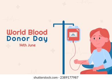 Antecedentes del día mundial de los donantes de sangre. Una mujer dona sangre