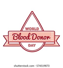 World Blood Donor Day Emblem Isolated Vector Illustration On White Background. 14 June Healthcare Holiday Event Label, Greeting Card Decoration Graphic Element