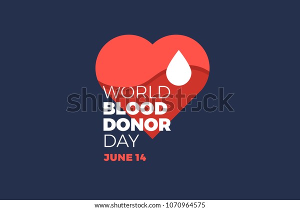 World blood\
donor day. Emblem with image of red heart on dark background.\
Medical sign on June 14. Vector\
illustration.