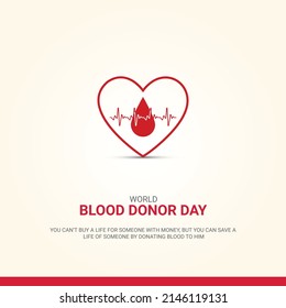 World blood donor day. Heart bit and blood drop concept. 3D illustrations. 