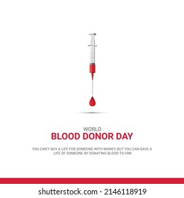World blood donor day. Injection and blood drop concept. 3D illustrations. 