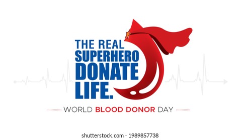 World Blood Donor Day. Typography Logo. Donate Blood Save Life Concept