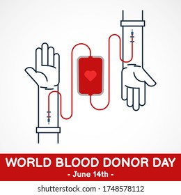 World blood donor day vector, 14 June. Can be used as a banner or poster design to campaign for blood donor days.