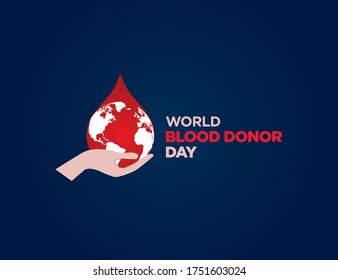 World Blood Donor Day Vector Illustration. Blood Donation Awareness Dark Poster Design. Hemophilia Or Blood Cancer Day Concept