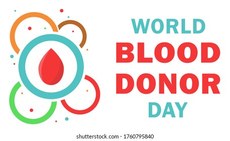 World Blood Donor Day vector poster with volumetric drop of blood and a medical cross. All elements are isolated.
