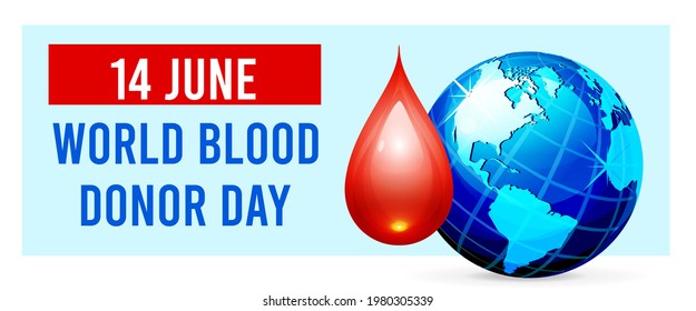 World Blood Donor Day vector illustration with globe and blood