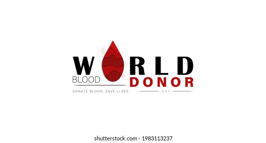World Blood Donor day vector illustration of blood drop, paper cut design.