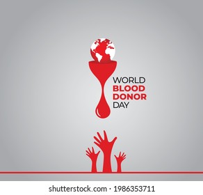 World Blood Donor Day Vector Illustration. Blood Donation Awareness Dark Poster Design. Hemophilia Or Blood Cancer Day Concept.