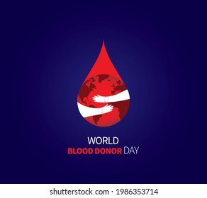 World Blood Donor Day vector illustration. Blood donation awareness dark poster design. Hemophilia or blood cancer day concept.