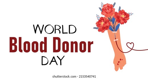 World Blood Donor Day. Vector illustration with human arm. 