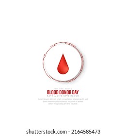 Fondo vectorial del Día Mundial del Donante de Sangre. Afiche de sensibilización con papel rojo que corta la gota de sangre. vector
