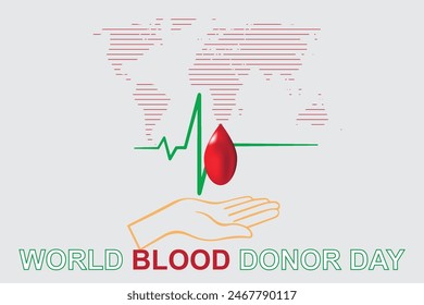 World Blood Donor day, vector illustration isolated on grey background, EPS file.