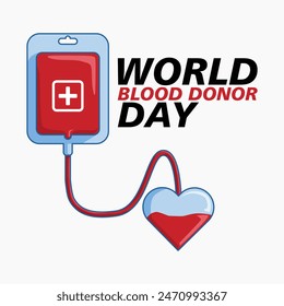 World blood donor day vector template illustration. Blood donation illustration concept with blood bag. World blood donor day.