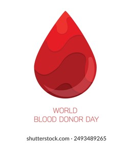 World Blood Donor Day Vector Illustration with Red Blood Drop Symbol and Text