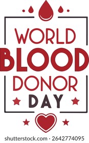 Día Mundial del Donante de Sangre Vector, Logo, Póster, Volante, Fondo. Día Mundial del Donante de Sangre, 14 de junio Vector. Signo de gota de sangre. Símbolo de corazón y mano. Vector de donación de sangre. Día Internacional De La Donación Junio