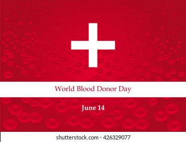 World Blood Donor Day vector. Red background with red blood cells