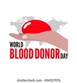 World blood donor day. Vector greeting card. Flat illustration.