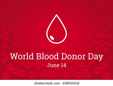 World Blood Donor Day vector. Red background with a drop of blood.