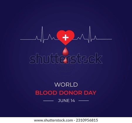 World Blood Donor Day vector illustration.14 June.  Blood donor day banner, poster and card. Blood donation awareness dark poster design. Hemophilia or blood cancer day concept.
