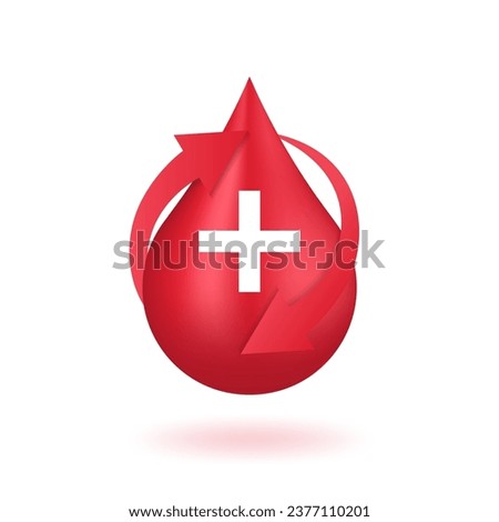 World Blood Donor Day vector poster, banner template. Red blood drop with medical cross. Vector illustration