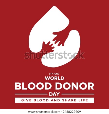 World Blood Donor Day, Vector illustration,14 June Blood donor day, Give blood and share life, world map blood donation, greeting card, social media post, banner, poster, flyer, typography design