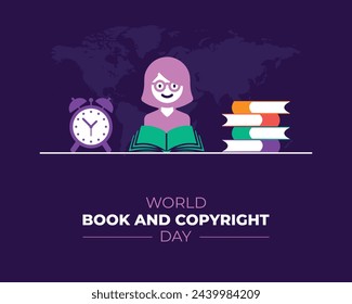 In: World Book and Copyright Day. 23. April. Urlaubskonzept . Vorlage für Hintergrund mit Banner, Poster und Karte. Vektorgrafik.